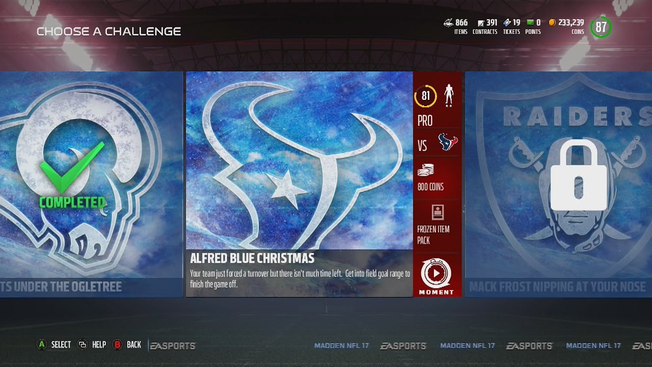 Madden NFL 17 | MUT Ultimate Freeze Arctic Defense Challenge #4 | Alfred Blue Christmas