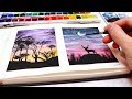 EASY WATERCOLOR PAINTING IDEAS FOR BEGINNERS! Watercolor Silhouette Paintings