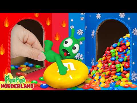 Pea Pea Enters a Hot and Cold M&M Candy Room – What Will Happen Next?