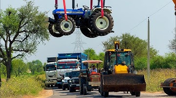 Jcb 3dx loading Mud in TATA Tippers Tractors Swaraj 855Fe New Holland 3630 Tractor 4x4jcb Thar Truck