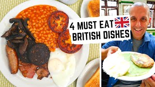 BRITISH FOOD | 4 British Foods You MUST EAT in LONDON, ENGLAND | Pie, Mash + Liquor, Fry Up...