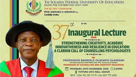 TASFUED 37TH INAUGURAL LECTURE - PROF. B.O. OLANISIMI