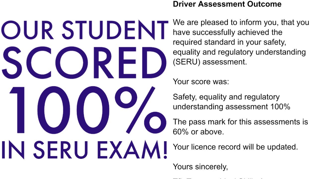 Our student scored 100% in SERU Assessment (exam) | SERU Mock Tests | SERU training | London PCO TfL