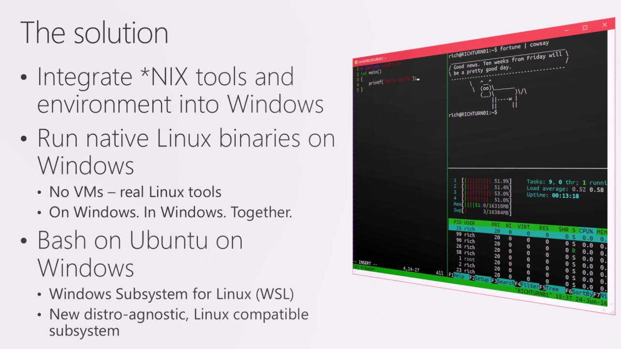 Microsoft Ignite 2016 Run Bash scripts from Windows 10 - YouTube