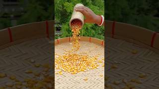 Making Popcorn By Drying Raw Corn Seed | Village Cooking Shorts | asmr food cooking shorts