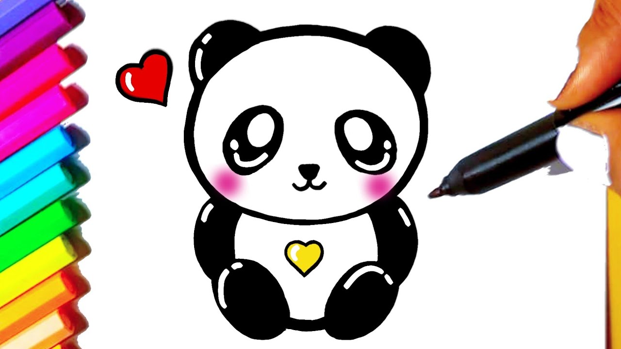 PANDA FOFO Como desenhar Urso panda fofo Kawaii ❤ Desenhos Kawaii