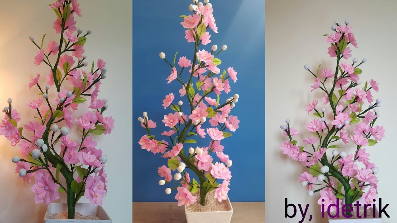 Cara Membuat Bunga Hias Plastik Kresek Bulat Beautiful Flower Craft From Crackle Plastic Youtube