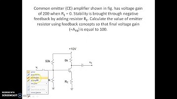 Numerical on Feedback in Common Emitter Amplifier with unbypassed emitter resistor