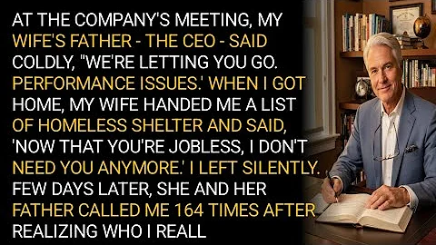 AT THE COMPANY'S MEETING, MY WIFE'S FATHER - THE CEO - SAID COLDLY, "WE'RE LETTING YOU GO. PERFOR...