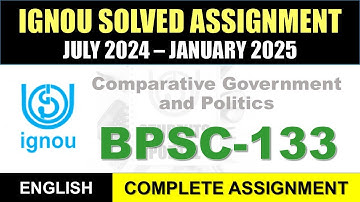 BPSC 133 Solved Assignment 2024-25 || bpsc-133 solved assignment in English || July 2024 to Jan 2025