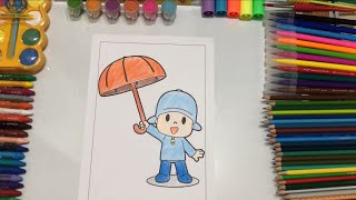 Coloring Pocoyo With His Umbrella