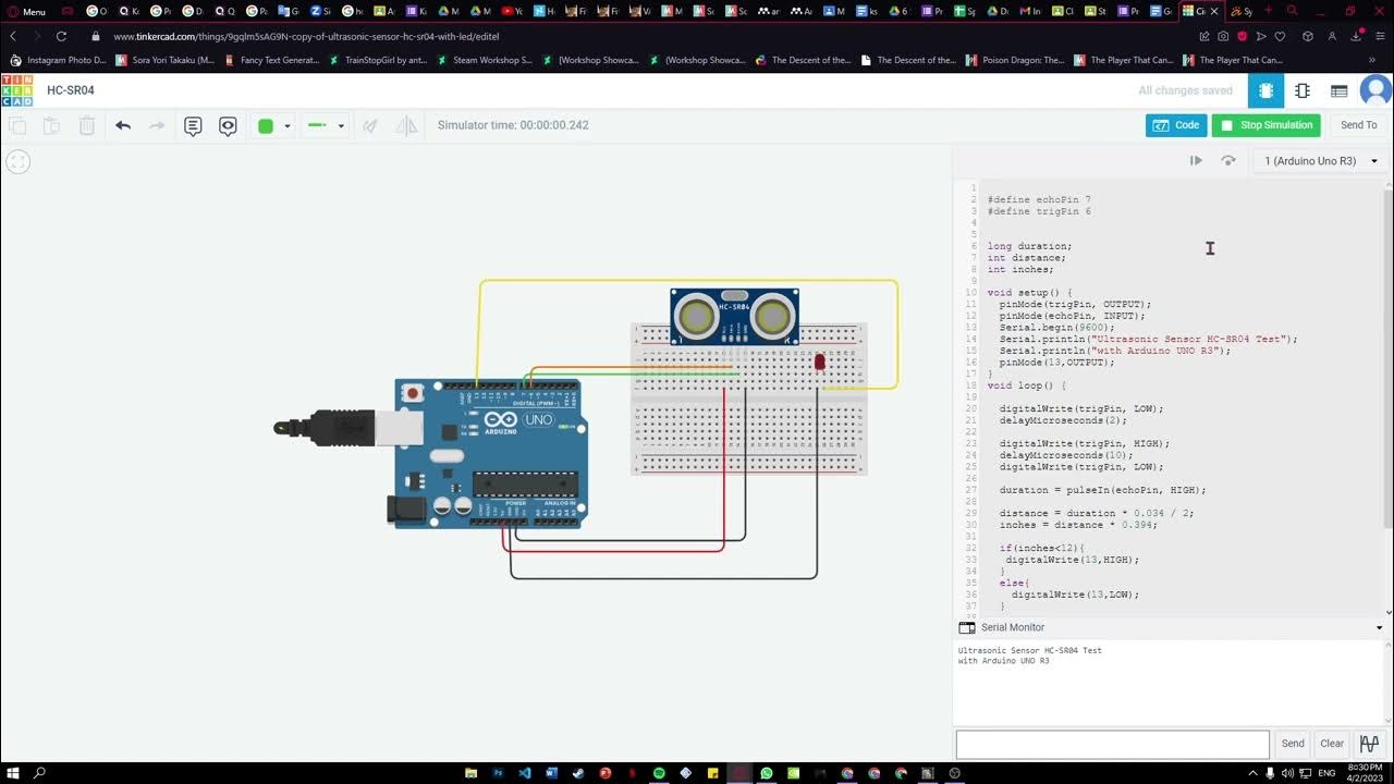 Simulasi Tinkercad Sensor HC-SR04 - YouTube