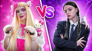 Wednesday Addams VS Hello Kitty! Who will become School Queen?