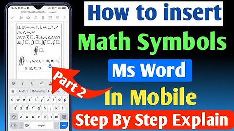 maths Symbols insert ms word in mobile | part 2 | how to add mathematical symbols Ms Word |
