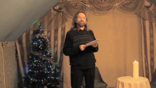 Игумен Евмений читает стихи на поэтическом вечере в Отчем Доме