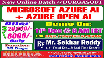 MICROSOFT AZURE AI + AZURE OPEN AI Online Training @ DURGASOFT