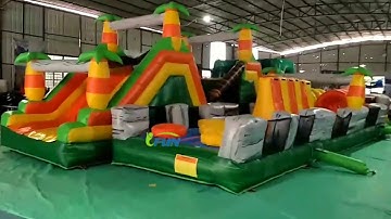 Tropical Jungle Theme Inflatable obstacle Game / Insane 5K Run Obstacle Course with Palm Tree