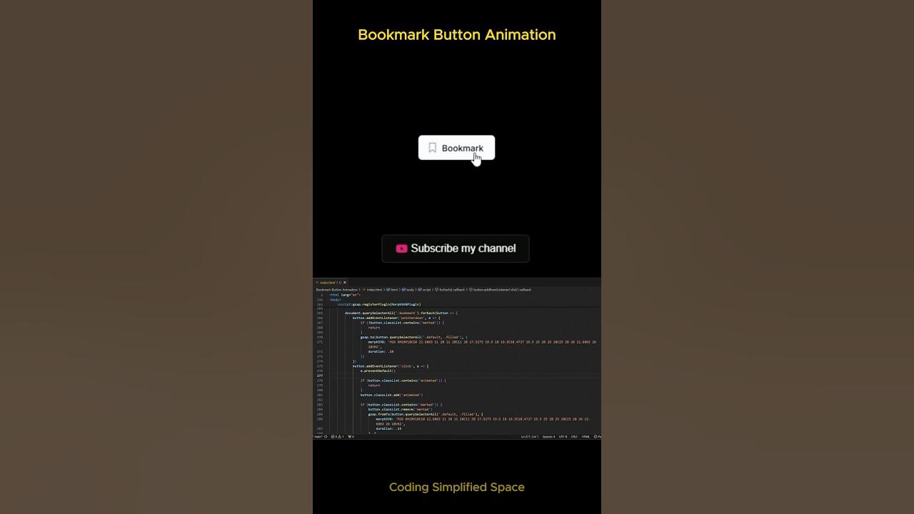 Bookmark Button Animation. #css #html #tutorial #shorts - YouTube