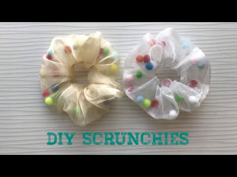 DIY SCRUNCHIES #8 | Cách làm scrunchies cột tóc siêu đơn giản | Scrunchies Pom Pom | Thien Hoa DIY