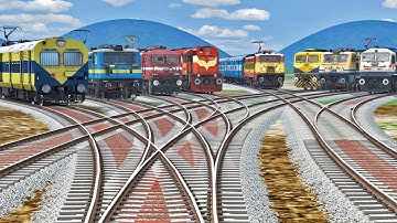 Eight Trains Passing New Dangerous Bumpy Crossing :- BeamNG.Drive -: Train simulator 2024