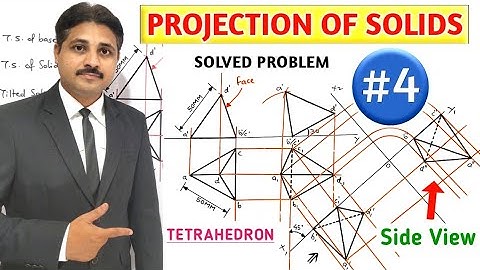 PROJECTION OF SOLIDS SOLVED PROBLEM 4 IN HINDI IN ENGINEERING DRAWING @TIKLESACADEMYOFMATHS