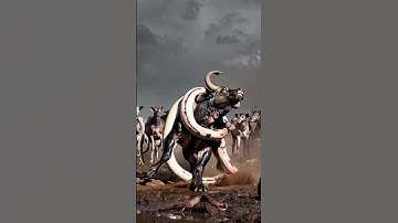 The buffalo tries to escape from the giant python  #youtubeshorts #pythonsnake #animals #bigpython