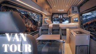 VAN TOUR. Amazing SPRINTER build, sleeps 4, off grid pro self build AWESOME