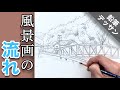 【風景デッサン描き方】ステッドラー 水性鉛筆で描く how To draw