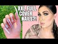 XXL FULL COVER TIPS (Lazy Girl Method) DIY Gucci Designer Nails🐯 Reviewing a Gershion Polygel Kit