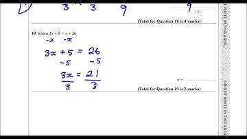 Edexcel Sample Paper 1F Question 19 - Solving Equations