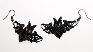 СЕРЬГИ МАКРАМЕ летучие мышки. MACRAME bat EARRINGS.