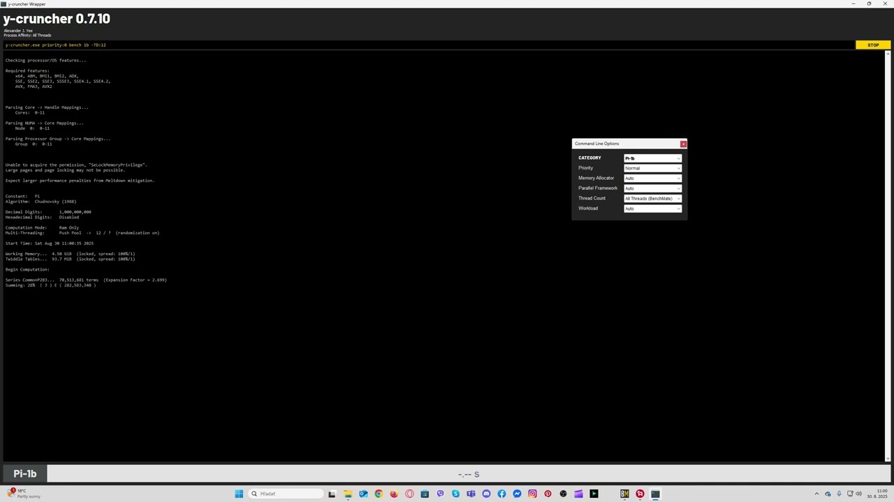 y-cruncher 0.7.10 PI-1b Normal All Threads (BenchMate)