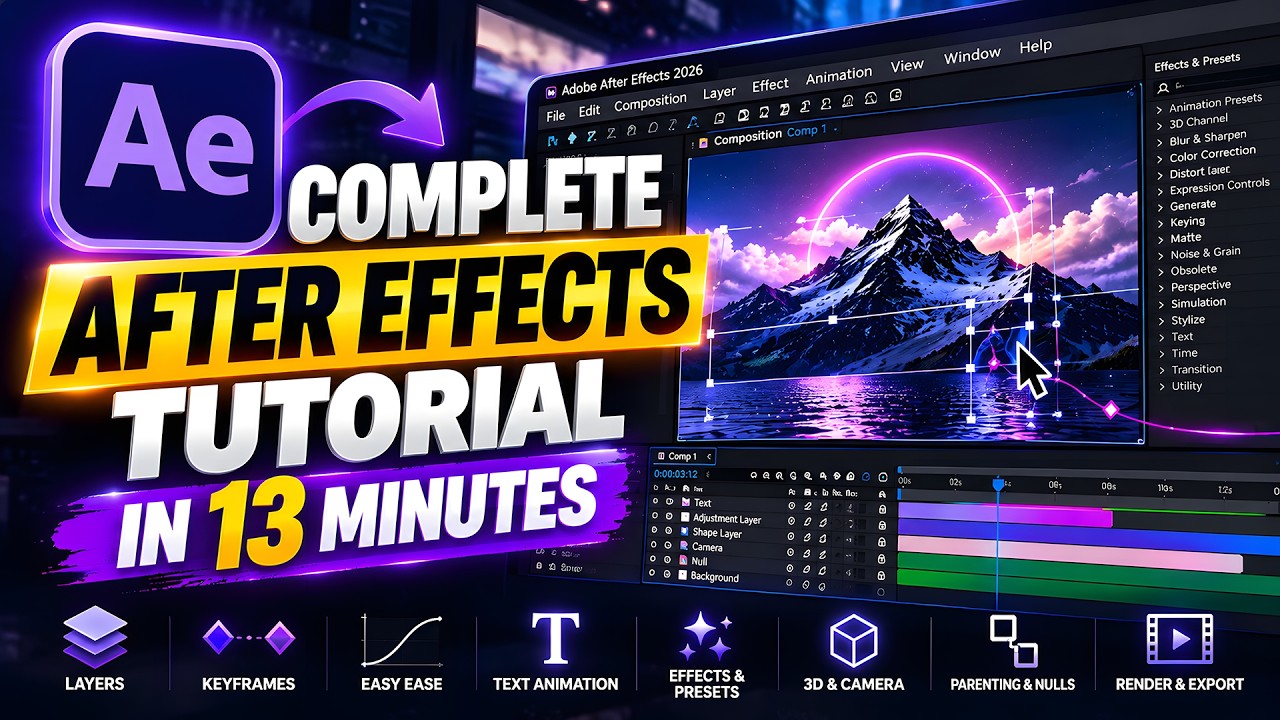 Learn After Effects in just 13 Minutes | Complete Tutorial - YouTube