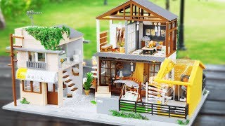 DIY Miniature Dollhouse Kit || A Beautiful Day In Tokyo - Garden Villa with Garage