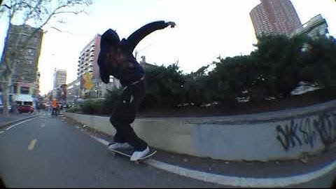 Nollie heelflip into nose slide, and nollie heelflip out of nose slide