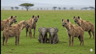 Dos Bebés Elefante Solitarios Y Desesperados Rodeados De Hienas Mira Quién Vino A Rearlos