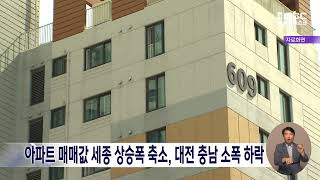 아파트 매매값 세종 상승폭 축소, 대전 충남 소폭 하락/대전MBC