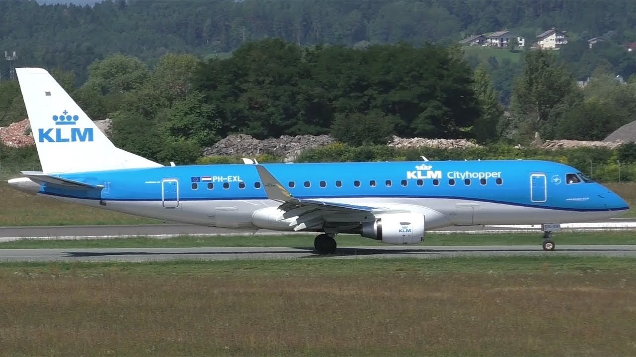 KLM Embraer 175 landing at Graz Airport | PH-EXL - YouTube