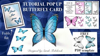 🦋 Tutorial EASY pop up Butterfly card FREE PDF print & make Cardmaking ideas Inspiration Techniques