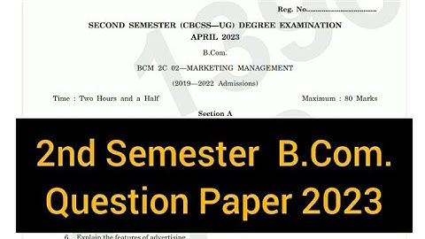 MARKETING MANAGEMENT           |          2nd Sem  B.Com.  Question Paper 2023  #calicut #university