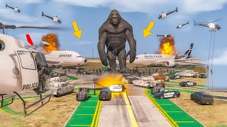 GTA 5  King Kong Attack Airport | King kong vs police | King kong fight