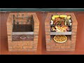 Build an outdoor barbecue from cement and red bricks, with a pizza tray