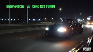 670WHP BMW E46 2jz vs Civic Turbo, RS6, STI &amp; e30 // STREET RACING