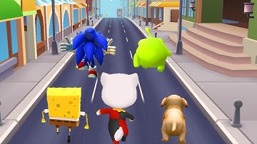 Talking Tom Gold Run vs Om Nom : Run vs SpongeRun vs Sonic Dash vs Pet Run