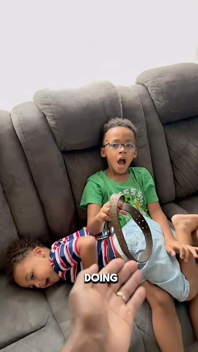 Dad catches son hitting little brother with belt #shorts