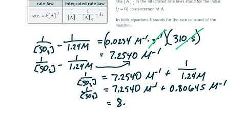 ALEKS - Using a second-order integrated rate law to find concentration change (Example 2)