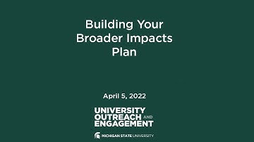 Building Your Broader Impacts Plan