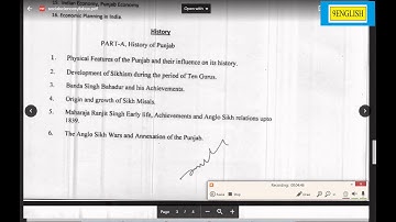 2020 Syllabus Punjab Master Cadre TGT  Social Science, History and Political Science(Civics)