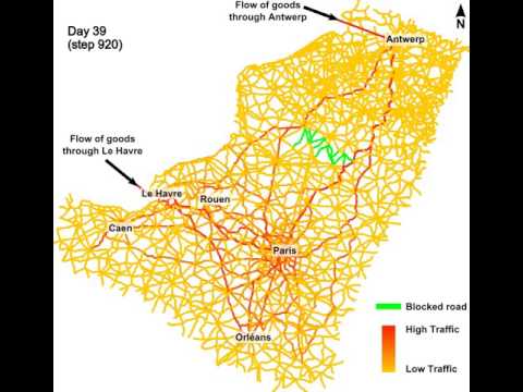 Simulation of a Logistic System: Traffic Evolution in a Dynamic Network