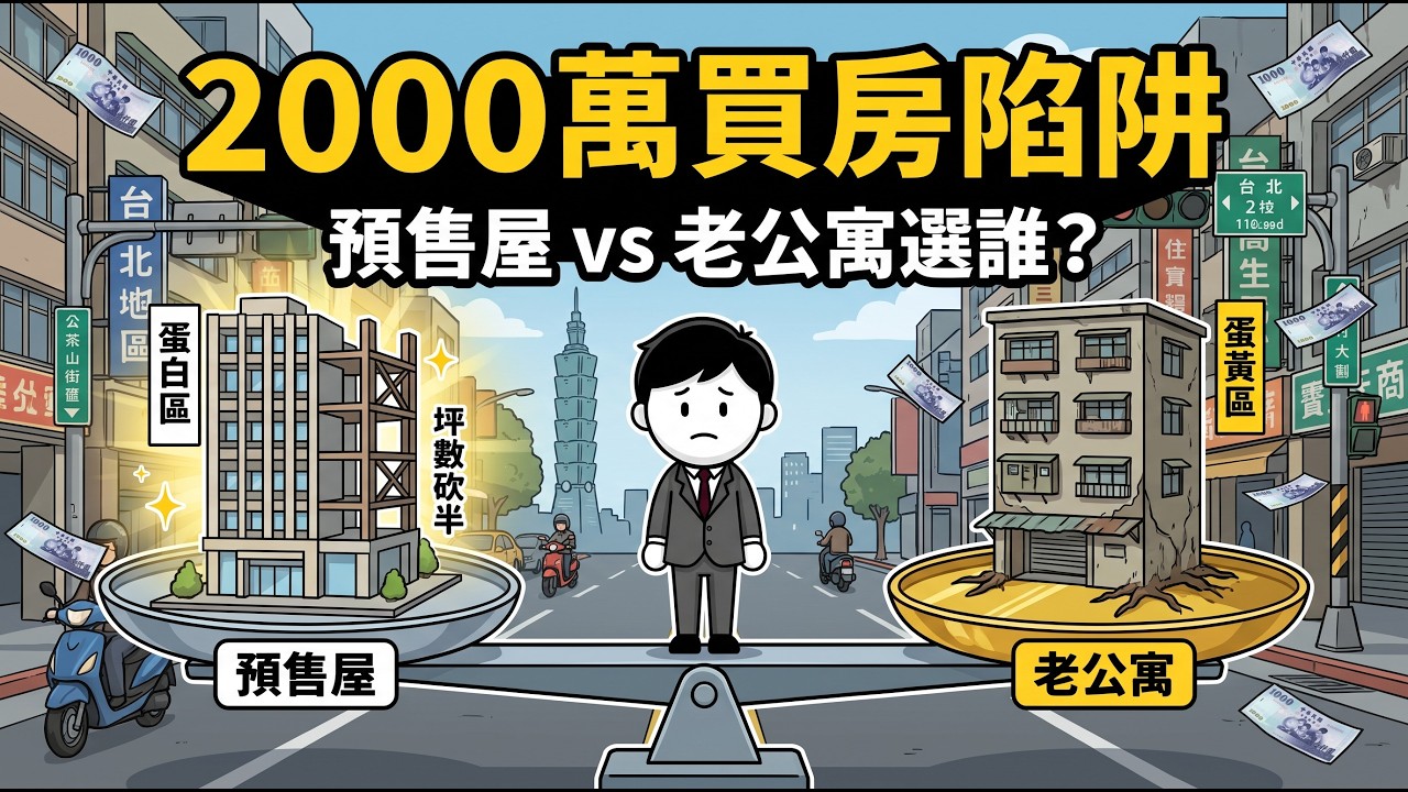 相同2000萬預算!買「蛋白區預售屋」還是「蛋黃區老樓」?拆解公設比與土地持份,看懂台灣房市長期增值的真實法則! 縮圖
